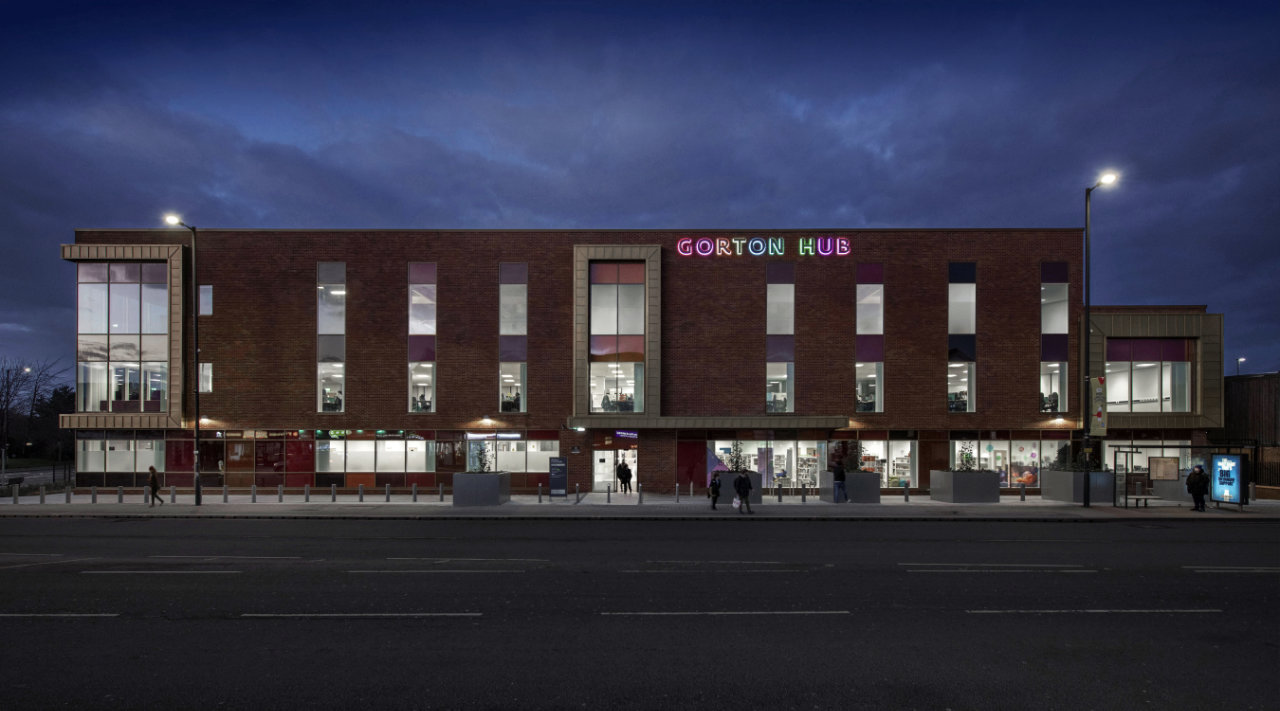 Gorton Hub, night   